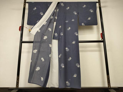平和屋着物＊夏物 小紋 絽 雪輪花文 正絹 逸品 AABB8309jd