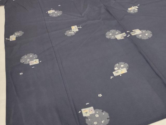 平和屋着物＊夏物 小紋 絽 雪輪花文 正絹 逸品 AABB8309jd