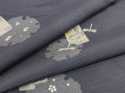 平和屋着物＊夏物 小紋 絽 雪輪花文 正絹 逸品 AABB8309jd