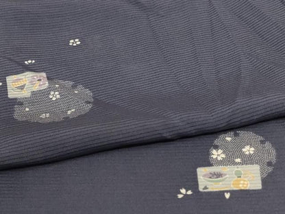 平和屋着物＊夏物 小紋 絽 雪輪花文 正絹 逸品 AABB8309jd