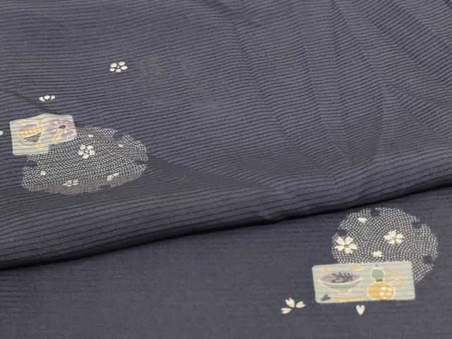 平和屋着物＊夏物 小紋 絽 雪輪花文 正絹 逸品 AABB8309jd