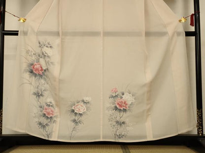 平和屋着物＊夏物 訪問着 絽 手描き 草花文 正絹 逸品 AABB8311jd