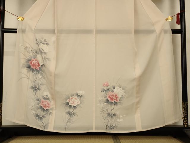 平和屋着物＊夏物 訪問着 絽 手描き 草花文 正絹 逸品 AABB8311jd
