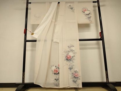 平和屋着物＊夏物 訪問着 絽 手描き 草花文 正絹 逸品 AABB8311jd