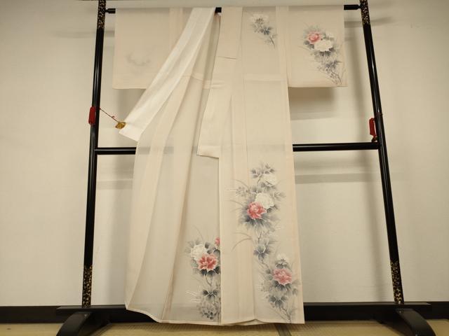 平和屋着物＊夏物 訪問着 絽 手描き 草花文 正絹 逸品 AABB8311jd