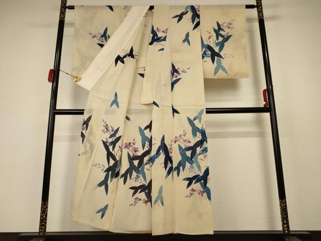 平和屋着物＊夏物 紬 絽 草花文 正絹 逸品 AABB8316jd