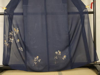 平和屋着物＊夏物 訪問着 絽 草花文 暈し染め 金彩 正絹 逸品 AABB8317jd