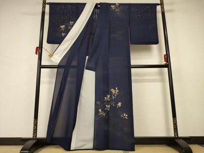 平和屋着物＊夏物 訪問着 絽 草花文 暈し染め 金彩 正絹 逸品 AABB8317jd