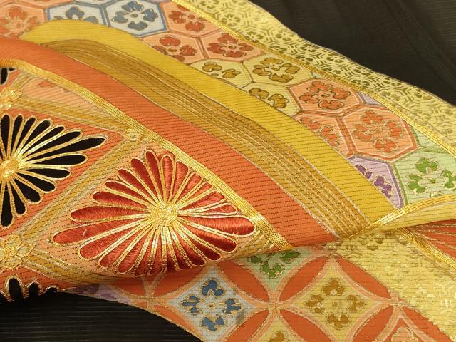 平和屋着物＊夏物 黒留袖 絽 駒刺繍 吉祥花菱文 金彩 正絹 逸品 AABB8319jd
