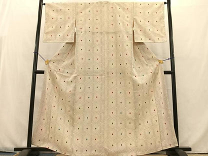 平和屋着物■お召　亀甲文　正絹　逸品　AABB8330oa