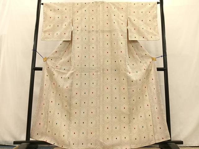 平和屋着物■お召　亀甲文　正絹　逸品　AABB8330oa