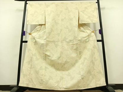 平和屋着物▽上質な紬　単衣　舞蝶文　正絹　逸品　AABB8361jh