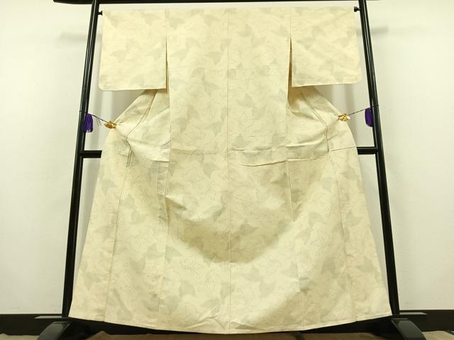 平和屋着物▽上質な紬　単衣　舞蝶文　正絹　逸品　AABB8361jh
