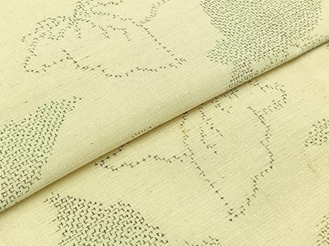 平和屋着物▽上質な紬　単衣　舞蝶文　正絹　逸品　AABB8361jh