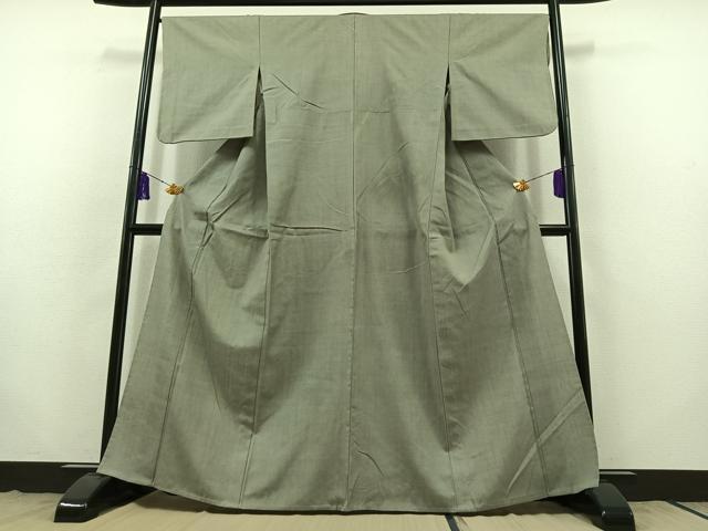 平和屋着物▽本場結城紬 重要無形文化財 単衣 豆がら茶色 正絹 逸品 AABB8362jh