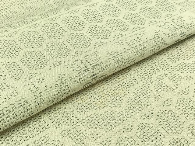 平和屋着物▽結城紬 単衣 80亀甲 横段花文 正絹 逸品 AABB8363jh