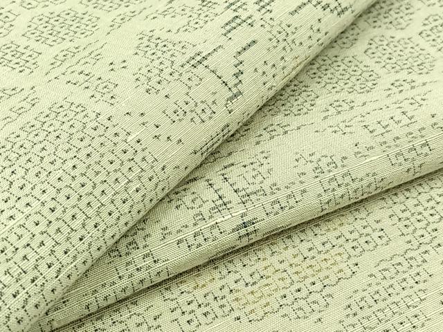 平和屋着物▽結城紬 単衣 80亀甲 横段花文 正絹 逸品 AABB8363jh