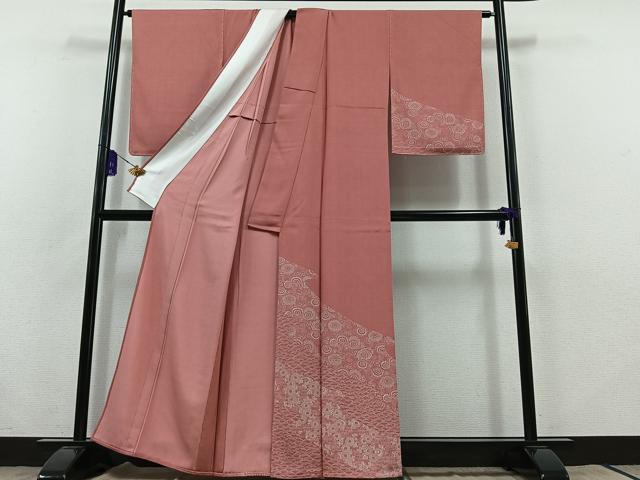 平和屋着物▽訪問着　単衣　芝花文　正絹　逸品　AABB8372jh
