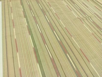 平和屋着物▽上質な紬 単衣 嵯峨野 縞 反端付き 正絹 逸品 AABB8373jh