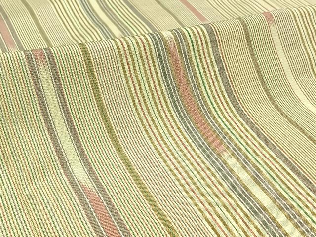 平和屋着物▽上質な紬 単衣 嵯峨野 縞 反端付き 正絹 逸品 AABB8373jh