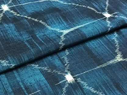 平和屋着物▽上質な紬 単衣 麻の葉文様 正絹 逸品 AABB8376jh