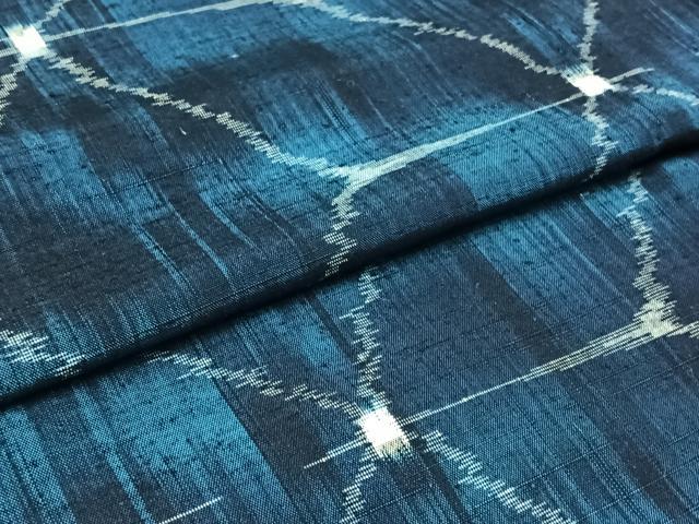 平和屋着物▽上質な紬 単衣 麻の葉文様 正絹 逸品 AABB8376jh