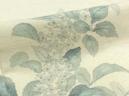 平和屋着物▽訪問着 単衣 紬地 手描き 枝花文 正絹 逸品 AABB8380jh