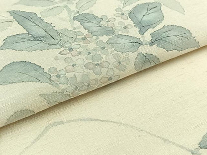 平和屋着物▽訪問着 単衣 紬地 手描き 枝花文 正絹 逸品 AABB8380jh