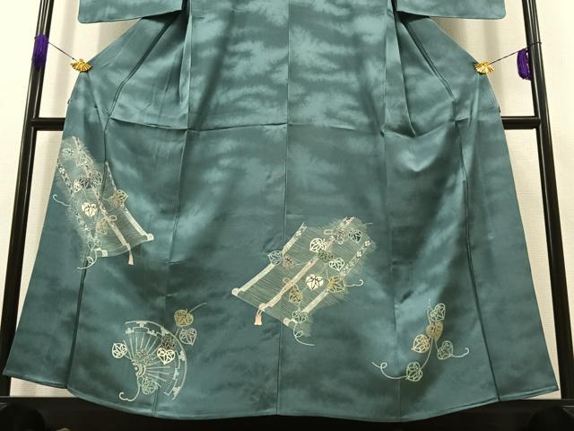 平和屋着物▽訪問着 単衣 葵 正絹 逸品 AABB8381jh