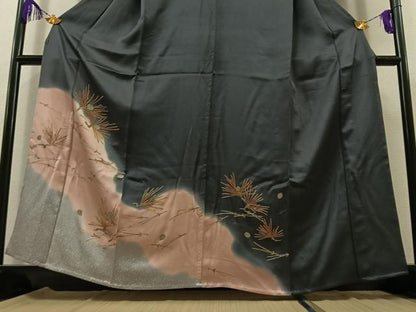 平和屋着物▽訪問着　単衣　敷松葉文　暈し染め　金彩　三越扱い　正絹　逸品　AABB8382jh