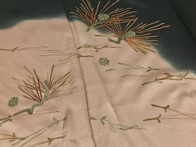平和屋着物▽訪問着　単衣　敷松葉文　暈し染め　金彩　三越扱い　正絹　逸品　AABB8382jh