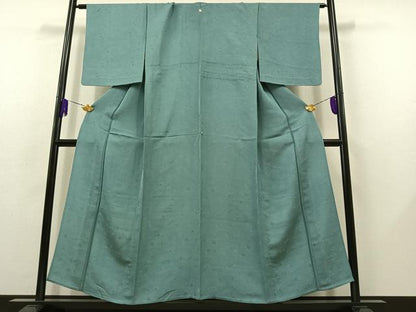 平和屋着物▽上質な色無地 単衣 風景花地紋 浅縹色 正絹 逸品 AABB8383jh