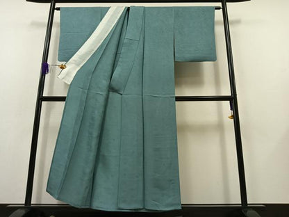 平和屋着物▽上質な色無地 単衣 風景花地紋 浅縹色 正絹 逸品 AABB8383jh