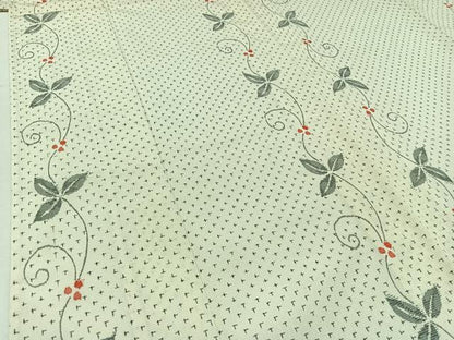 平和屋着物▽本塩沢　単衣　花唐草文　正絹　逸品　AABB8384jh