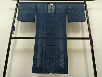 平和屋着物▽道行コート スリーシーズン 春夏秋 塵除け 紺青色 正絹 逸品 AABB8385jh