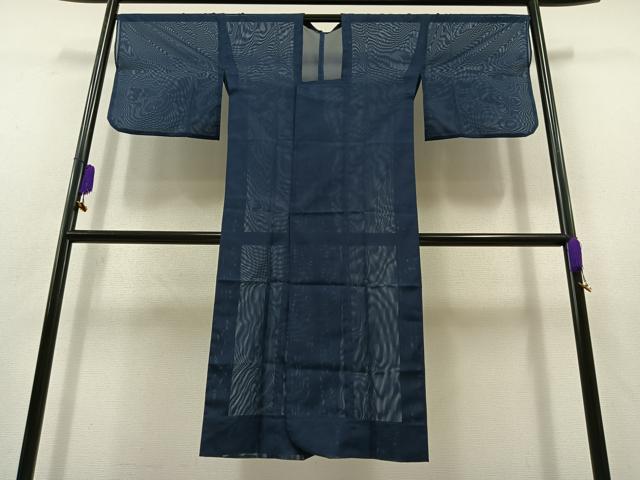 平和屋着物▽道行コート スリーシーズン 春夏秋 塵除け 紺青色 正絹 逸品 AABB8385jh