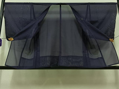平和屋着物▽道行コート スリーシーズン 春夏秋 塵除け 深紫色 正絹 逸品 AABB8387jh