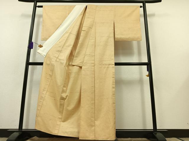 平和屋着物▽上質な紬 単衣 横段文 正絹 逸品 AABB8388jh