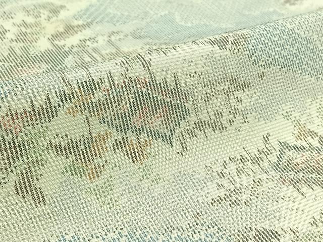 平和屋着物▽上質な紬　単衣　風景文　正絹　逸品　AABB8389jh