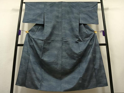 平和屋着物▽上質な紬 単衣 亀甲柄 正絹 逸品 AABB8390jh