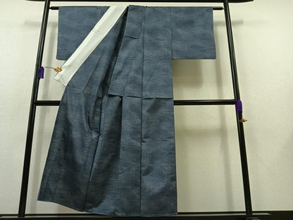 平和屋着物▽上質な紬 単衣 亀甲柄 正絹 逸品 AABB8390jh