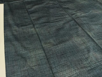 平和屋着物▽上質な紬 単衣 亀甲柄 正絹 逸品 AABB8390jh
