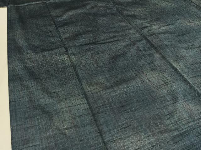 平和屋着物▽上質な紬 単衣 亀甲柄 正絹 逸品 AABB8390jh