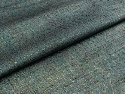 平和屋着物▽上質な紬 単衣 亀甲柄 正絹 逸品 AABB8390jh