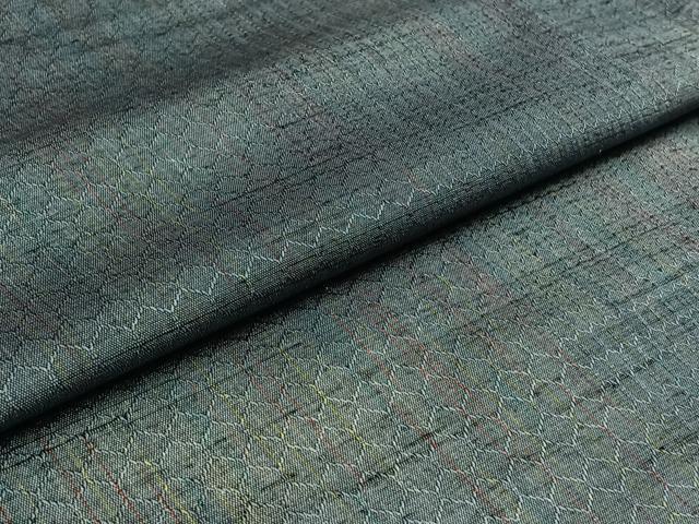 平和屋着物▽上質な紬 単衣 亀甲柄 正絹 逸品 AABB8390jh