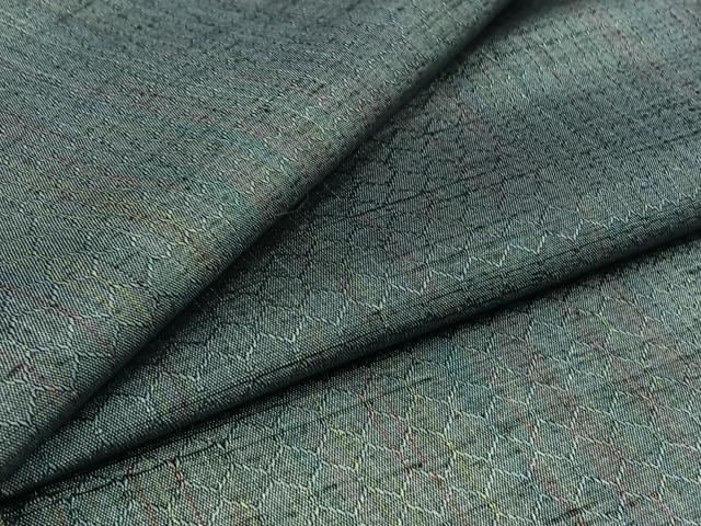 平和屋着物▽上質な紬 単衣 亀甲柄 正絹 逸品 AABB8390jh