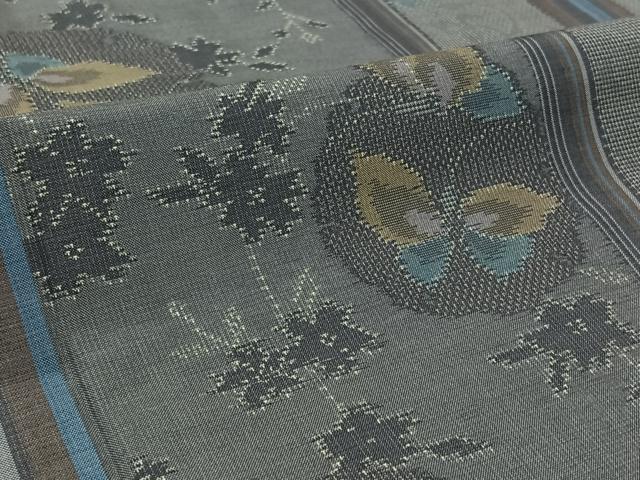 平和屋着物▽上質な紬 単衣 雪輪花蝶文 正絹 逸品 AABB8394jh