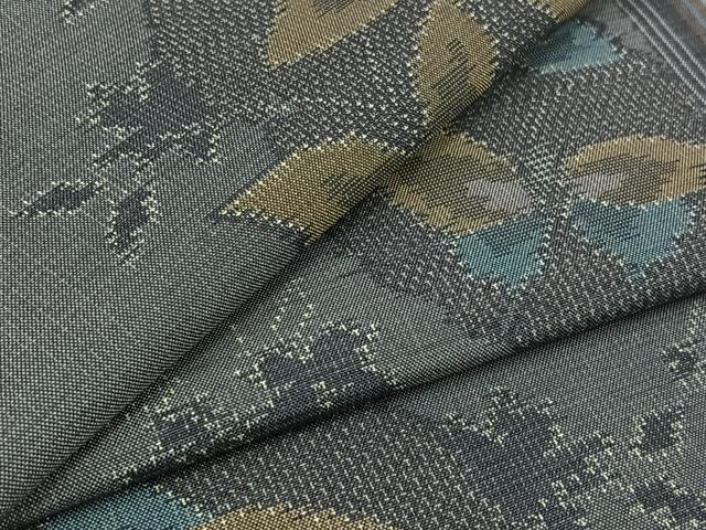 平和屋着物▽上質な紬 単衣 雪輪花蝶文 正絹 逸品 AABB8394jh