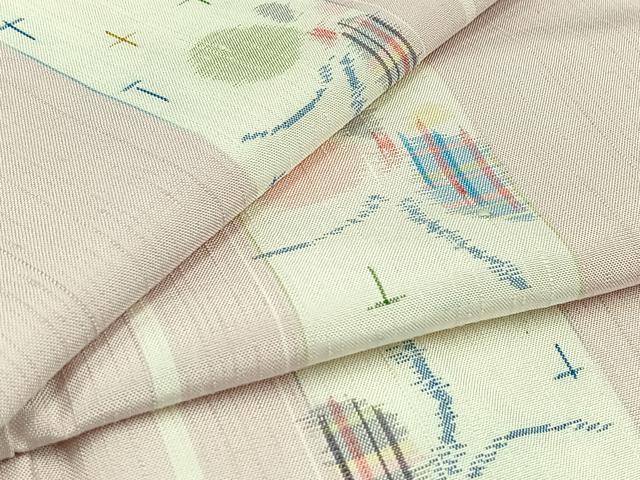 平和屋着物▽上質な紬 単衣 舞蝶間道 正絹 逸品 未使用 AABB8395jh