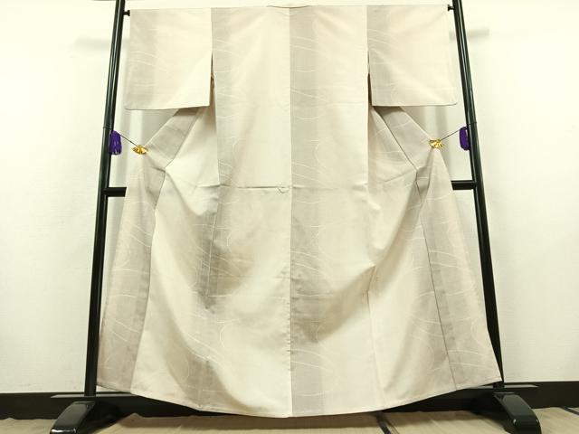 平和屋着物▽本塩沢 単衣 流水文 正絹 逸品 AABB8397jh